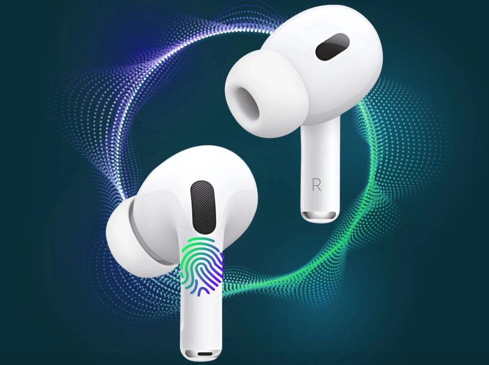 Słuchawki dokanałowe EXTRALINK Lifestyle HarmonySound V1.0 ergonomiczny kształt komfort użytkowania waga 25 g, słuchawki z odciskiem palca na zielonym tle