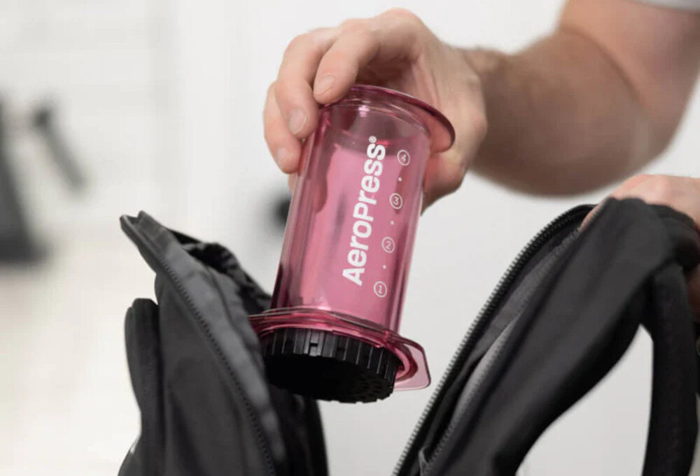 Zaparzacz AEROPRESS Clear Różowy parzenie kawy 3 w 1 Wytrzymały kompaktowy wykonanie Tritan wymiary średnica wysokość
