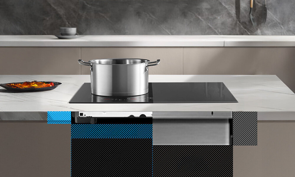 Płyta indukcyjna MIDEA MIH742F558K2 kompaktowa konstrukcja, łatwiejszy montaż, niski profil, elegancki design