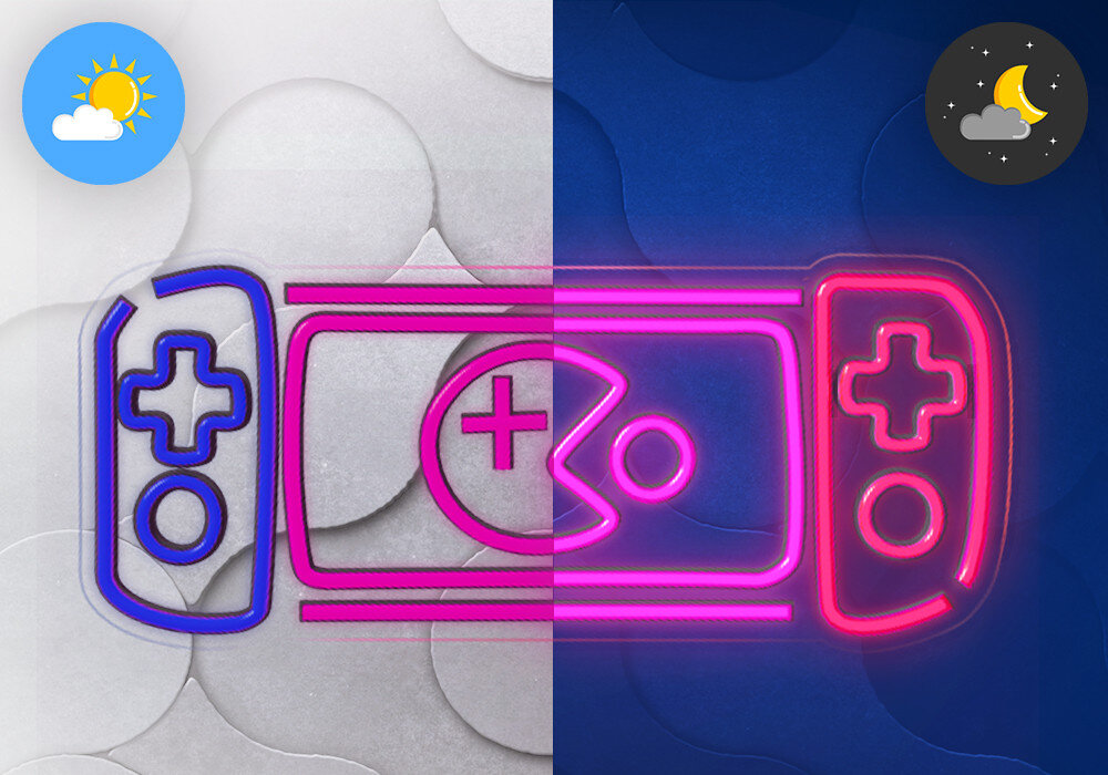 Neon LED FOREVER LIGHT Konsola Do Gier FPNE27, kolor, design, wnętrze, ozdoba, neon w kształcie konsoli w 2 odsłonach, w nocy i za dnia