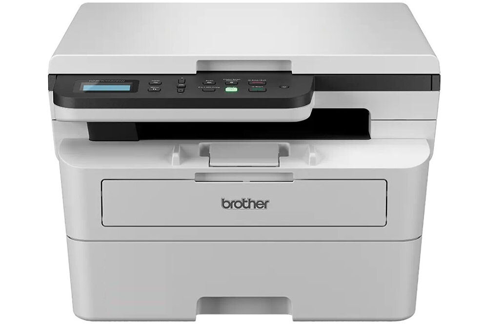 Urządzenie wielofunkcyjne BROTHER DCP-B7620DW Automatyczny druk dwustronny, Wi-Fi prezentacja urządzenia na białym tle od przodu rozwiązanie problemu wielu urządzeń laserowa trzy funkcje druk skan kopia