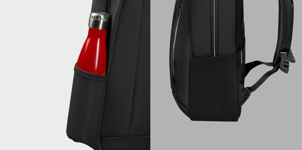 Plecak na laptopa SAMSONITE Guardit Classy 14.1
zabierz ulubiony napój, specjalnie zaprojektowany uchwyt boczny umożliwiający wygodne przenoszenie butelki
z wodą lub innym napojem, zbliżenie na butelkę umieszczoną w bocznym uchwycie, zbliżenie na uchwyt