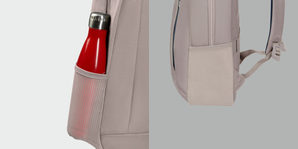 Plecak na laptopa SAMSONITE Guardit Classy 14.1
zabierz ulubiony napój, specjalnie zaprojektowany uchwyt boczny umożliwiający wygodne przenoszenie butelki
z wodą lub innym napojem, zbliżenie na butelkę umieszczoną w bocznym uchwycie, zbliżenie na uchwyt