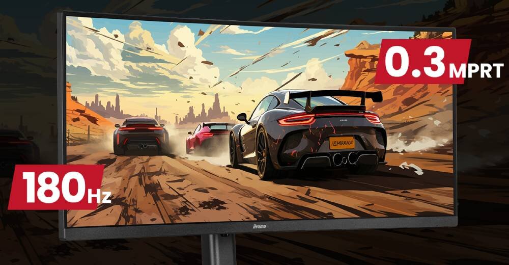 Monitor IIYAMA GCB3481WQSU-B1 34 3440x1440px 180Hz 0.3 ms (MPRT) Curved odświeżanie czas reakcji płynność