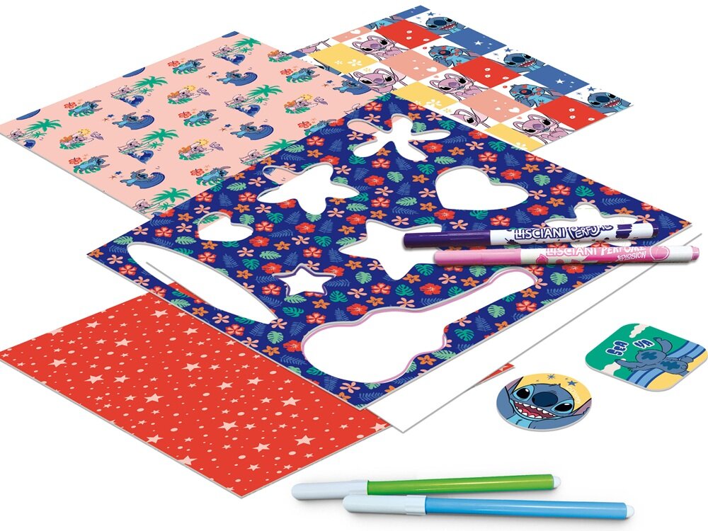 Zestaw kreatywny LISCIANI Disney Stitch Szkoła rysowania z tablicą LED 304-107582 szybkie rozpoczęcie zabawy, dowolna personalizacja, dekoracje, kolorowe kwiaty