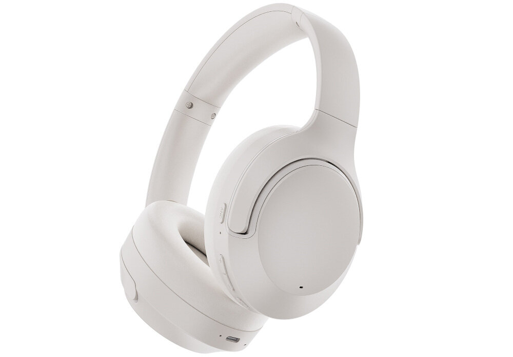 Słuchawki nauszne AUDEEO Melovibe EX ANC mikrofon rozmowy telefoniczne regulacja głośności wygoda użytkowania, słuchawki nauszne po skosie na białym tle