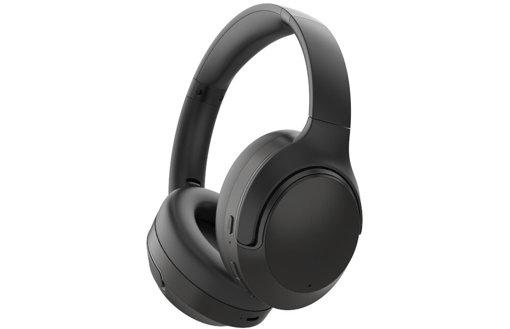 Słuchawki nauszne AUDEEO Melovibe EX ANC mikrofon rozmowy telefoniczne regulacja głośności wygoda użytkowania, słuchawki nauszne po skosie na białym tle