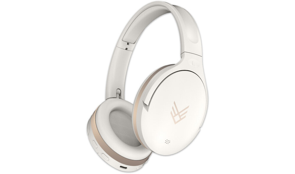 Słuchawki nauszne AUDEEO Serene Hush Pro akumulator 500 mAh USB-C czas pracy 35h, słuchawki nauszne po skosie na białym tle