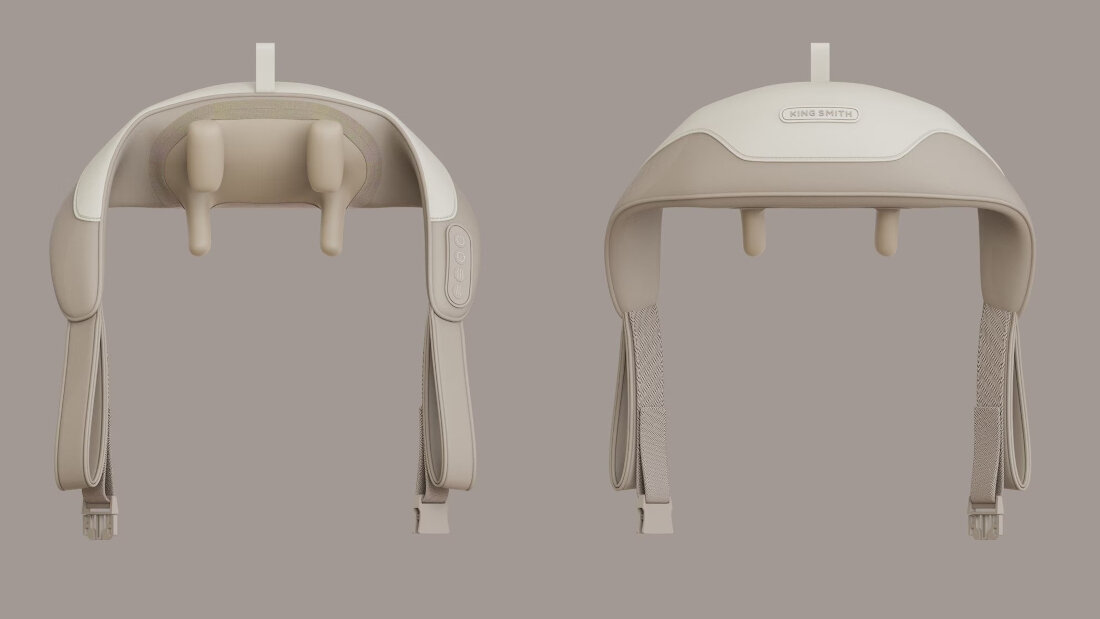 Masażer do karku KINGSMITH MSK1A Komfort higiena Ergonomiczne uchwyty beżowy design zdejmowana poszewka