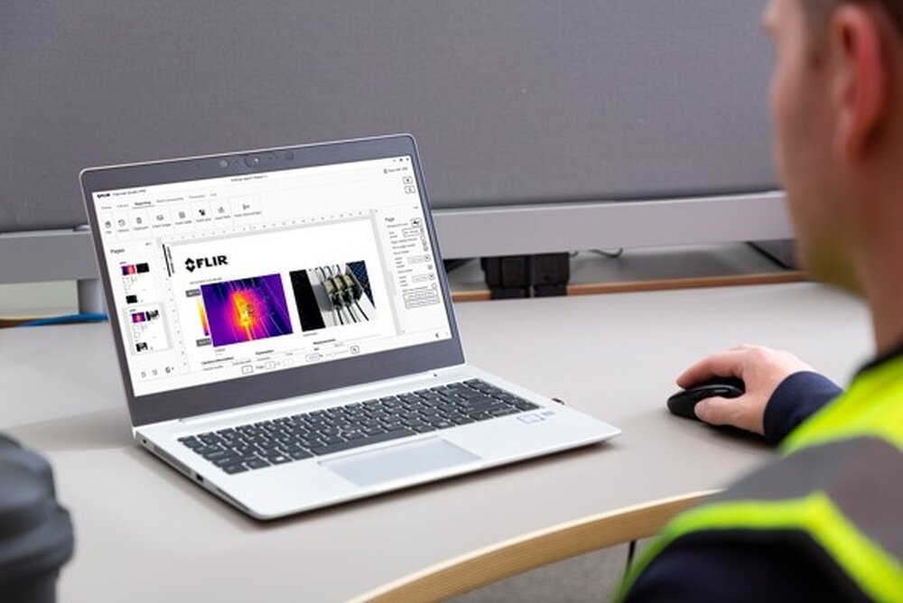 Kamera termowizyjna FLIR E5 Pro pomiar na laptopie   