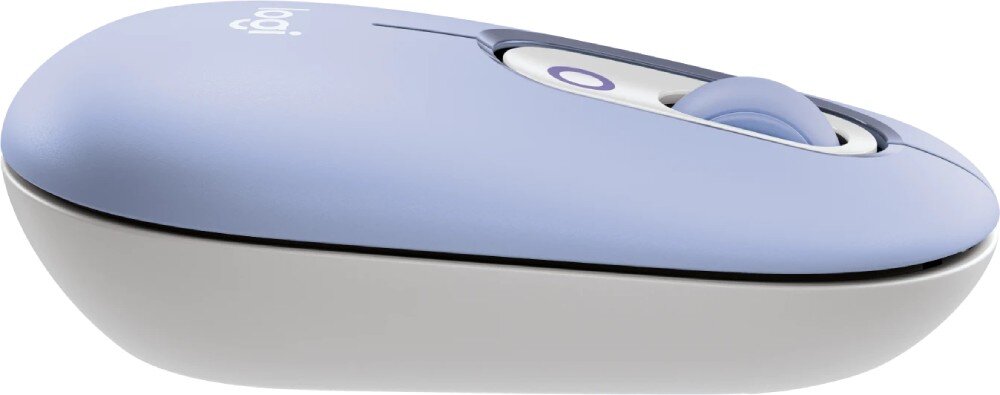 Mysz LOGITECH POP Mouse Lilac zdjęcie myszki od boku na białym tle łączność Bluetooth