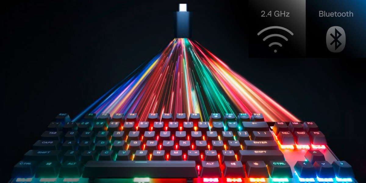 Klawiatura STEELSERIES Apex Pro TKL Wireless Gen 3 płynnej rozgrywki bez opóźnień połączeniu 2,4 GHz Bluetooth 5.0 technologia bezprzewodowa połączenia przewodowego 37,5 godziny 45 godzin