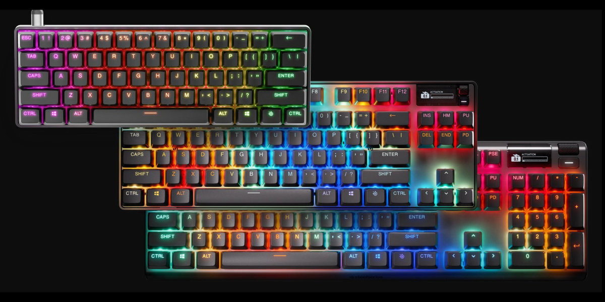 STEELSERIES Apex Pro Mini Gen 3 pełnowymiarową z blokiem numerycznym wersję TKL Apex Pro Mini - trzy warianty rozmiarowe klawiatury