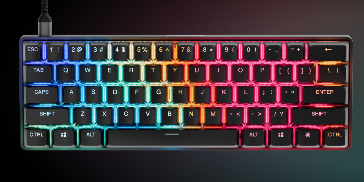 STEELSERIES Apex Pro Mini Gen 3  podświetlenie RGB opcje personalizacji 16,8 mln kolorów Efekty świetlne zsynchronizować z innymi urządzeniami STEELSERIES za pomocą Prism - podświetlenie klawiatury