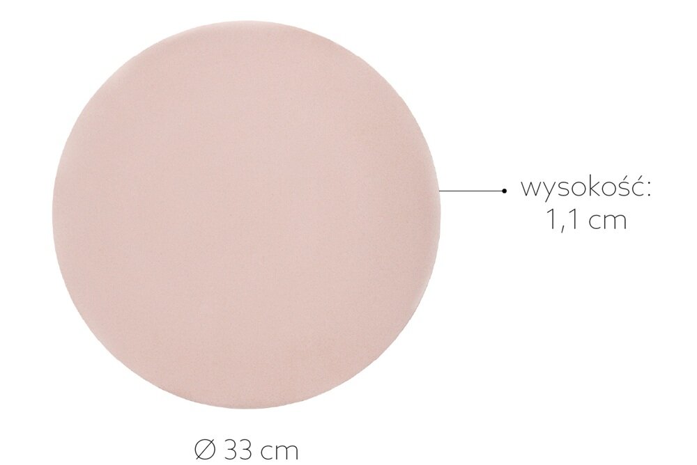 Okrągły kamień do pizzy o średnicy 33 cm i wysokości 1,1 cm.