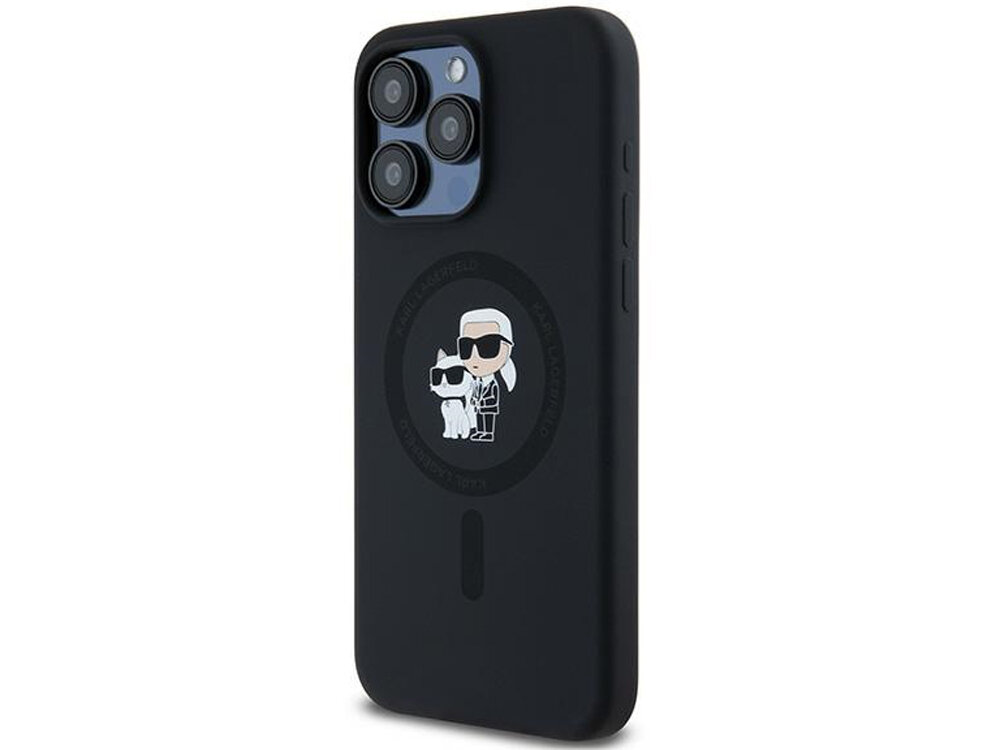 Etui Karl Lagerfeld Silicone Karl & Choupette Magnetyczny pierścień MagSafe logo domu mody