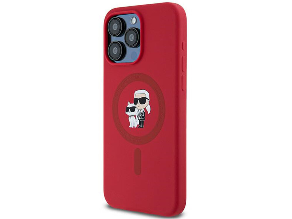 Etui Karl Lagerfeld Silicone Karl & Choupette Magnetyczny pierścień MagSafe logo domu mody