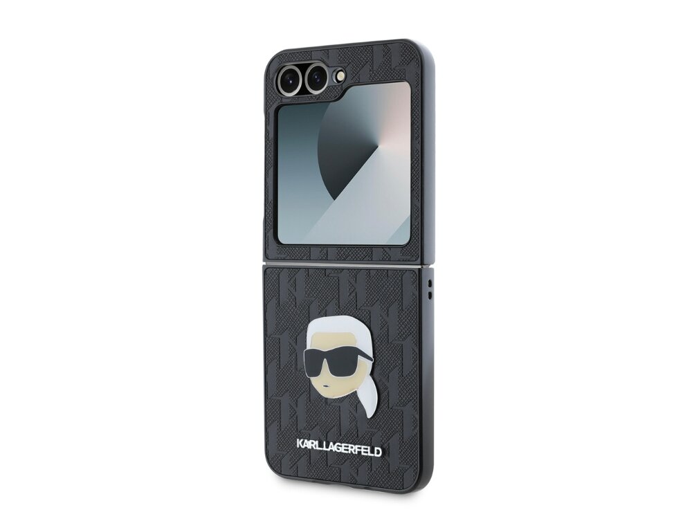 Etui KARL LAGERFELD Saffiano Monogram do Samsung Galaxy Z Flip 6 Czarny ochrona stabilność trwałość wygoda