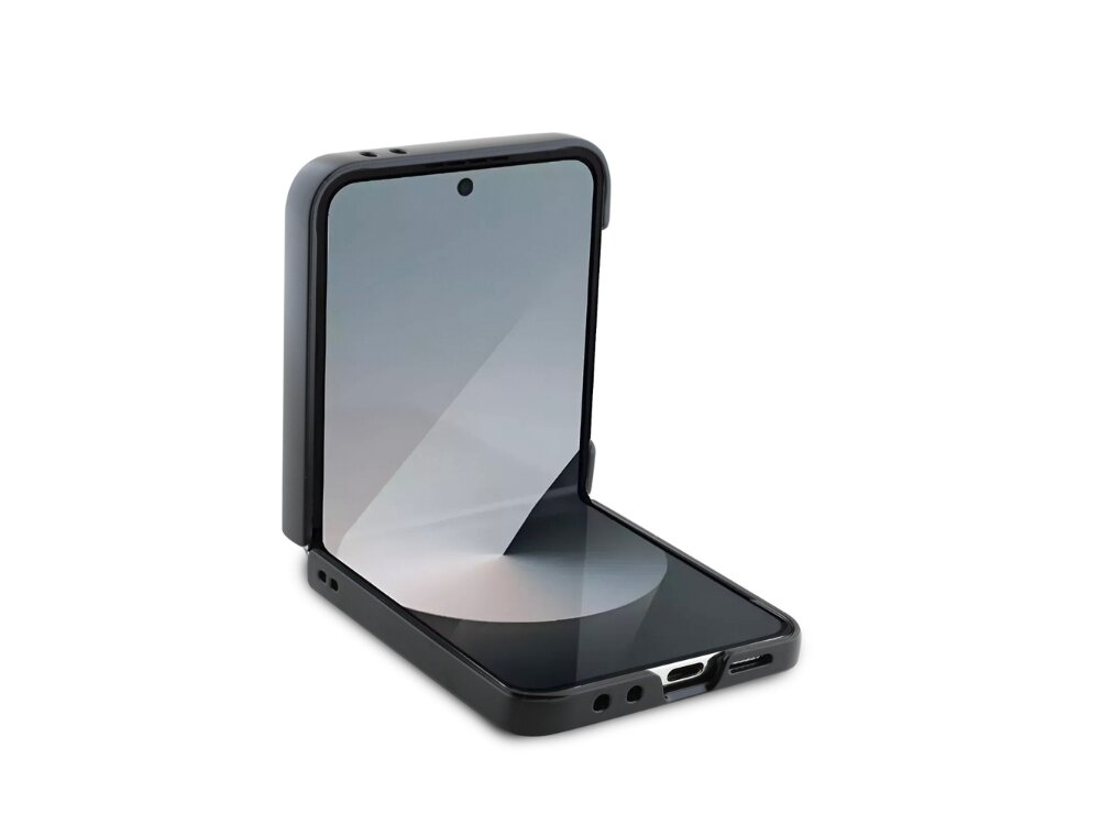 Etui KARL LAGERFELD Saffiano Monogram Ikonik Pin do Samsung Galaxy Z Flip 6 Czarny design saffiano monogram pin