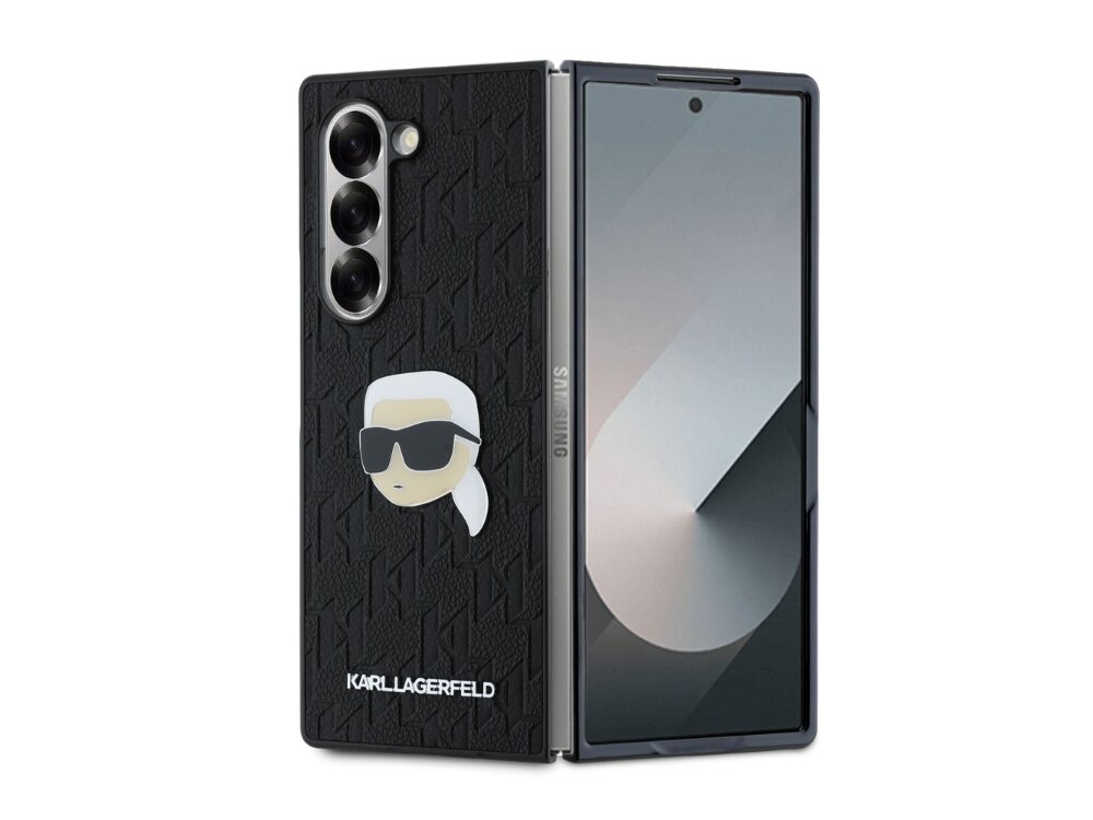 Etui KARL LAGERFELD Saffiano Monogram Head Pin do Samsung Galaxy Z Fold 6 Czarny elegancja ochrona materiał wzór