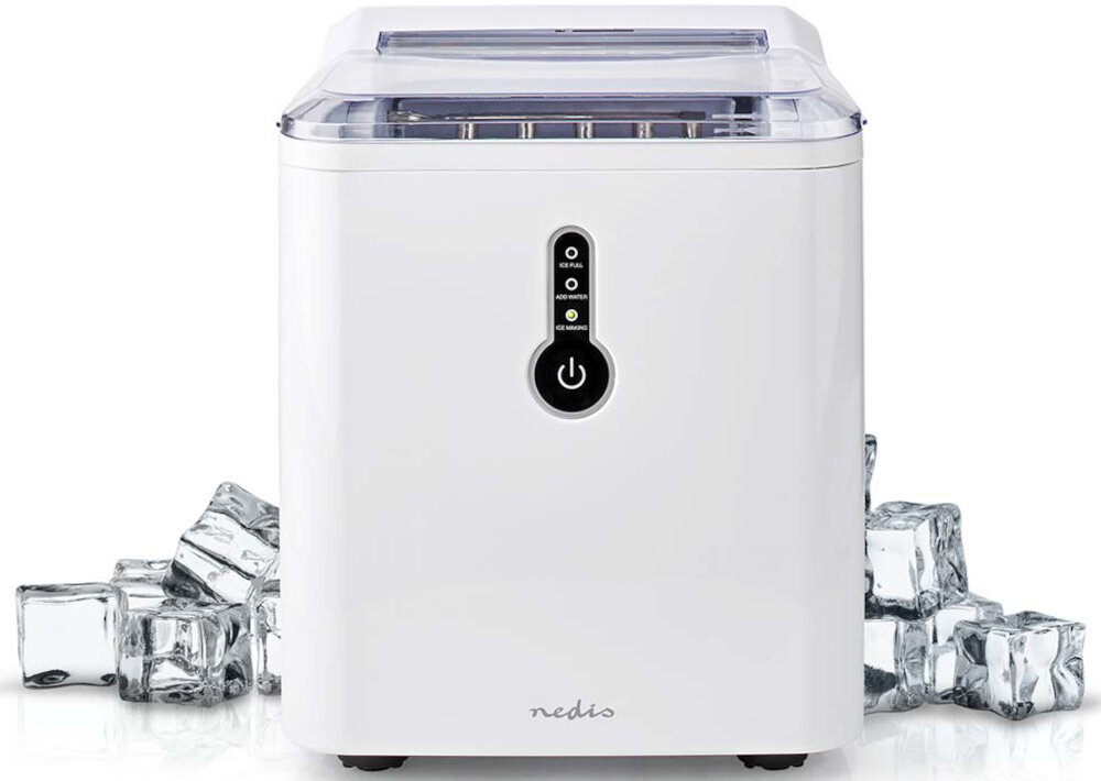 Kostkarka do lodu NEDIS KAIC100FWT elegancki design wymiary estetyczny wygląd 