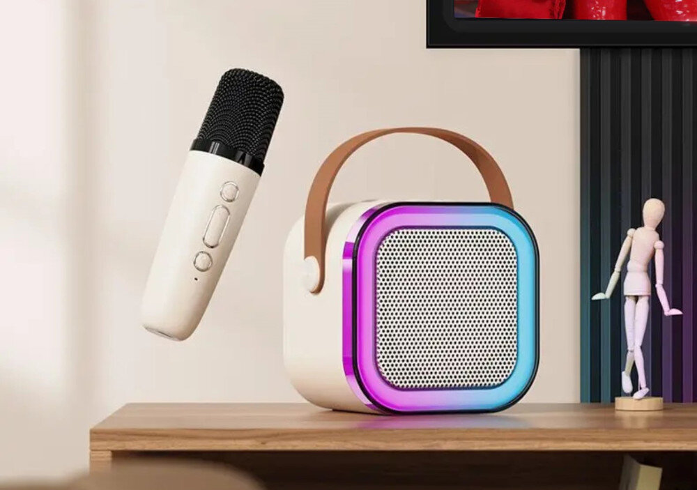 BLOW Karaoke RGB mobilny głośnik Bluetooth 5.3 do bezprzewodowego odtwarzania muzyki, głośnik sotjący na komodzie, mikrofon