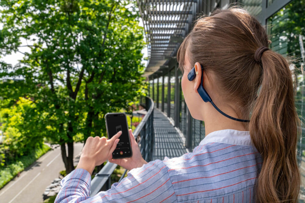 Słuchawki powietrzne XMUSIC XWS500B Niebeski pasmo 20 Hz–20 kHz, impedancja 16 Ω, akumulator 110 mAh, czas pracy do 10 h