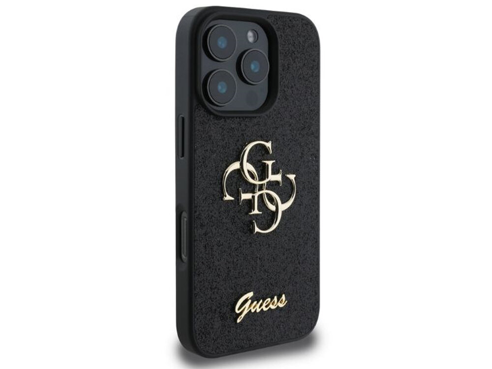 Etui GUESS Fixed Glitter Big Elastyczne boki Podniesione krawędzie pełen dostęp do wszystkich portów i przycisków