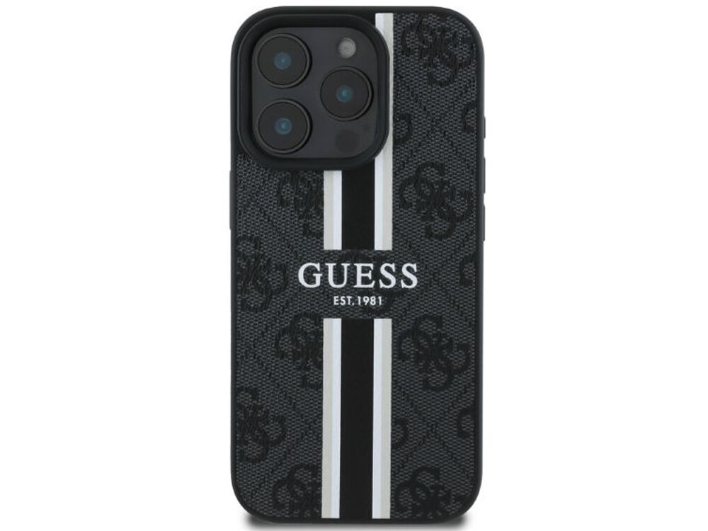 Etui Guess 4G Printed Stripes MagSafe Zintegrowany pierścień MagSafe ładowanie bezprzewodowe magnesy iPhone