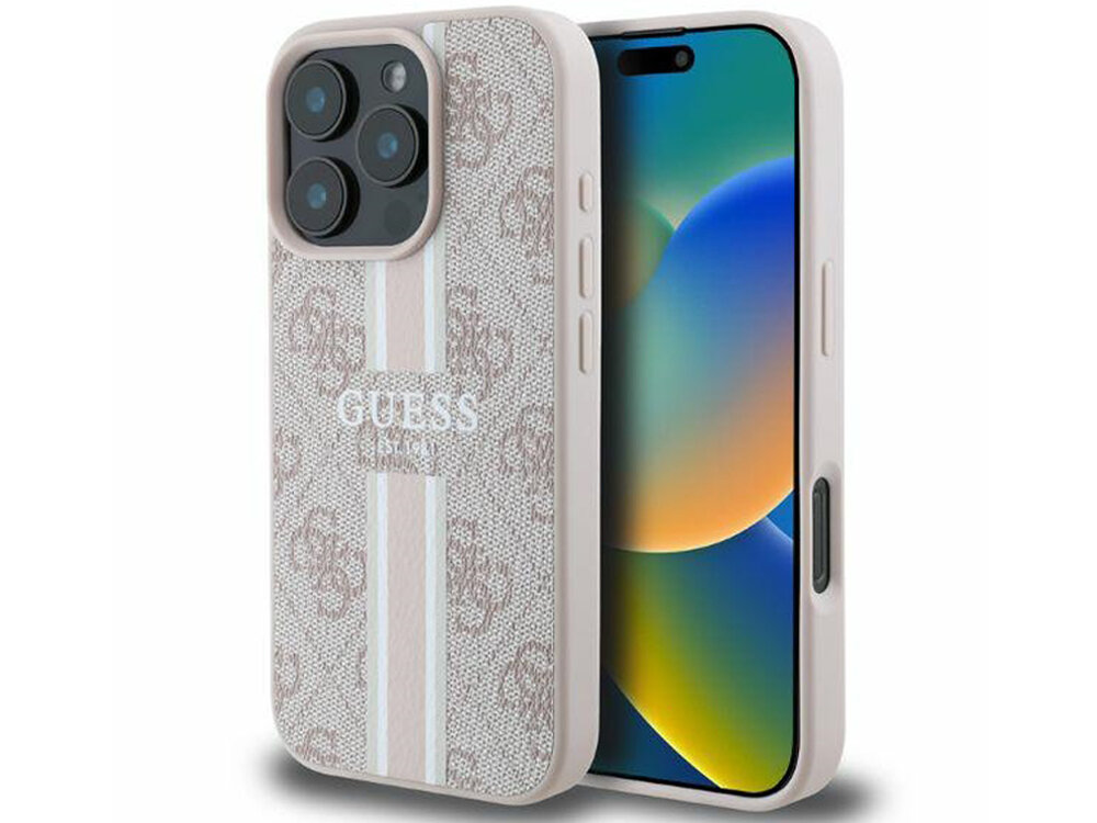 Etui Guess 4G Printed Stripes MagSafe elegancję praktycznością wysokiej jakości skóry ekologicznej logo 4G ozdobnym pasku