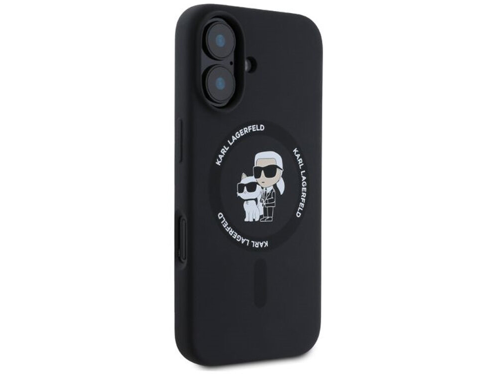 Etui Karl Lagerfeld Silicone Karl & Choupette Magnetyczny pierścień MagSafe logo domu mody