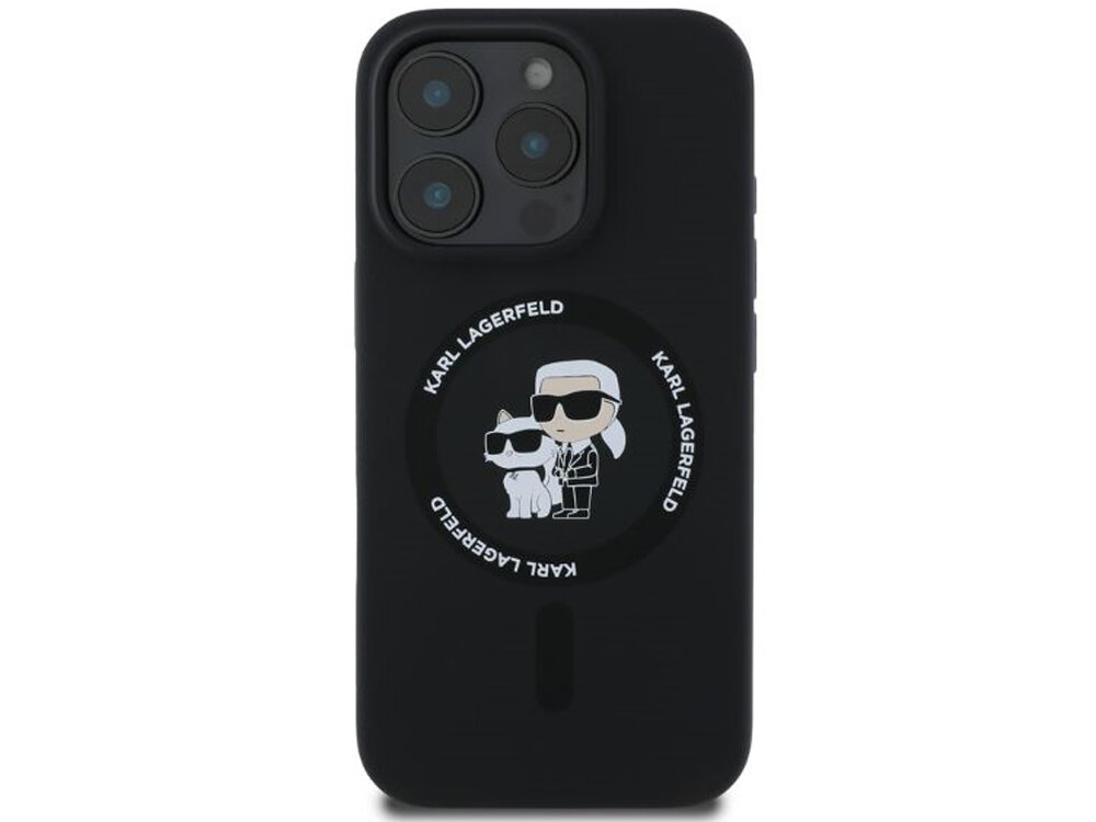 Etui Karl Lagerfeld Silicone Karl & Choupette Magnetyczny pierścień MagSafe logo domu mody