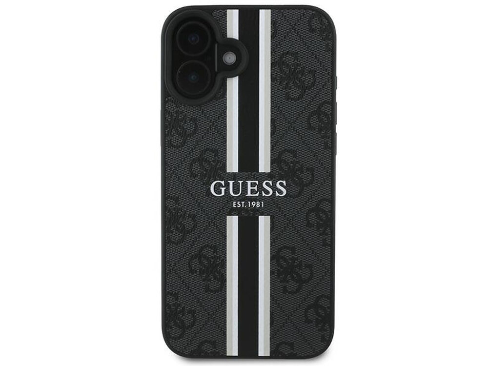 Etui Guess 4G Printed Stripes MagSafe Zintegrowany pierścień MagSafe ładowanie bezprzewodowe magnesy iPhone
