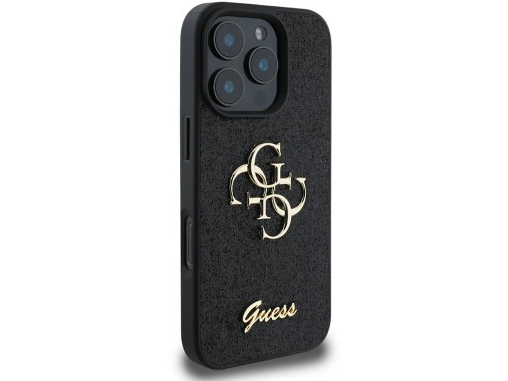 Etui GUESS Fixed Glitter Big Elastyczne boki Podniesione krawędzie pełen dostęp do wszystkich portów i przycisków