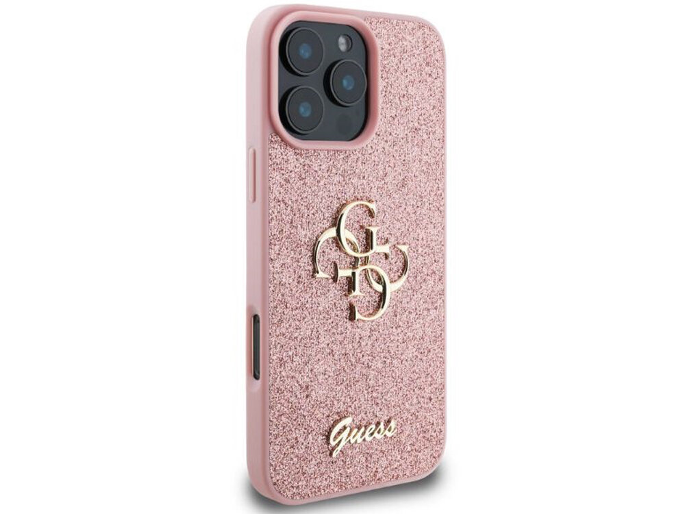 Etui GUESS Fixed Glitter Big Elastyczne boki Podniesione krawędzie pełen dostęp do wszystkich portów i przycisków