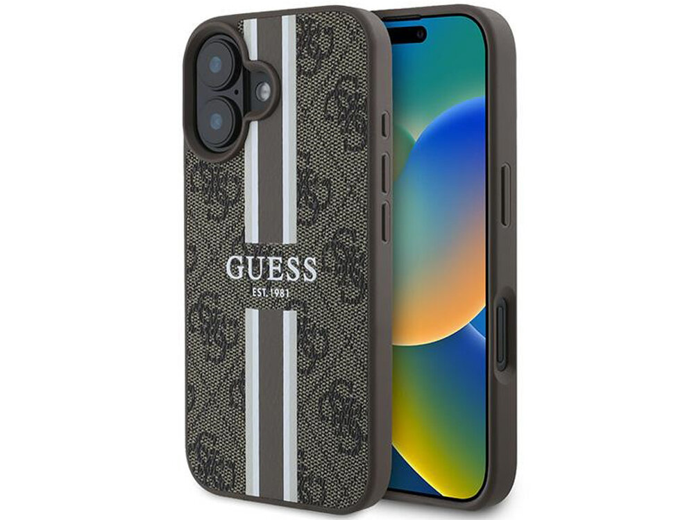 Etui Guess 4G Printed Stripes MagSafe elegancję praktycznością wysokiej jakości skóry ekologicznej logo 4G ozdobnym pasku