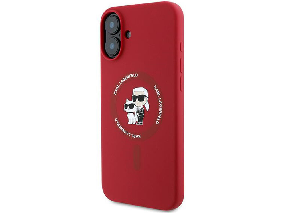 Etui Karl Lagerfeld Silicone Karl & Choupette Magnetyczny pierścień MagSafe logo domu mody