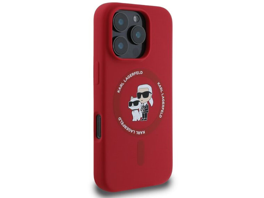 Etui Karl Lagerfeld Silicone Karl & Choupette Magnetyczny pierścień MagSafe logo domu mody