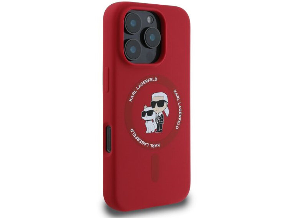 Etui Karl Lagerfeld Silicone Karl & Choupette Magnetyczny pierścień MagSafe logo domu mody