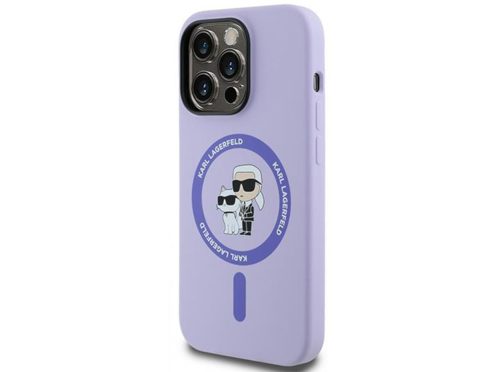 Etui Karl Lagerfeld Silicone Karl & Choupette Magnetyczny pierścień MagSafe logo domu mody