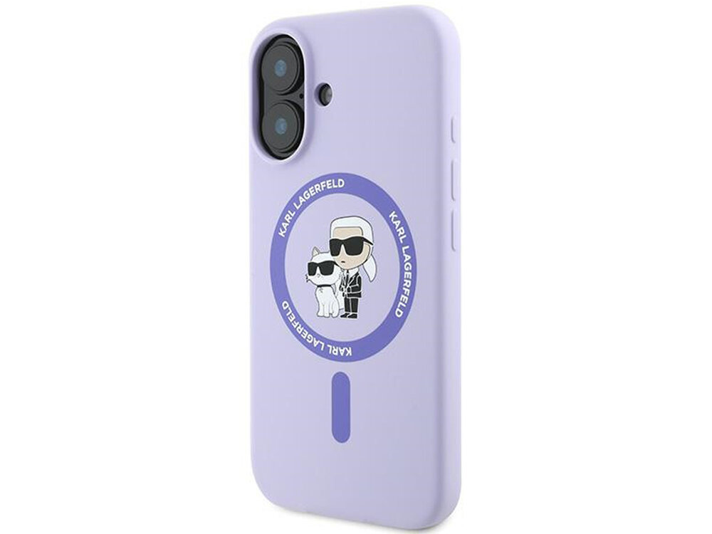 Etui Karl Lagerfeld Silicone Karl & Choupette Magnetyczny pierścień MagSafe logo domu mody