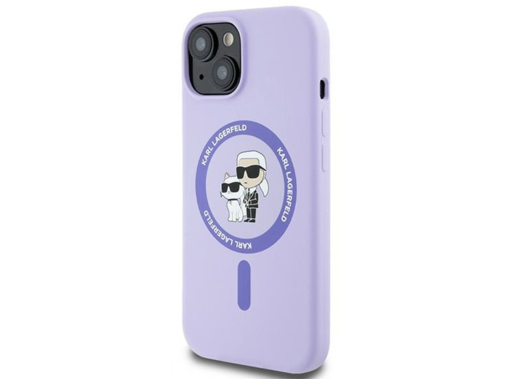 Etui Karl Lagerfeld Silicone Karl & Choupette Magnetyczny pierścień MagSafe logo domu mody