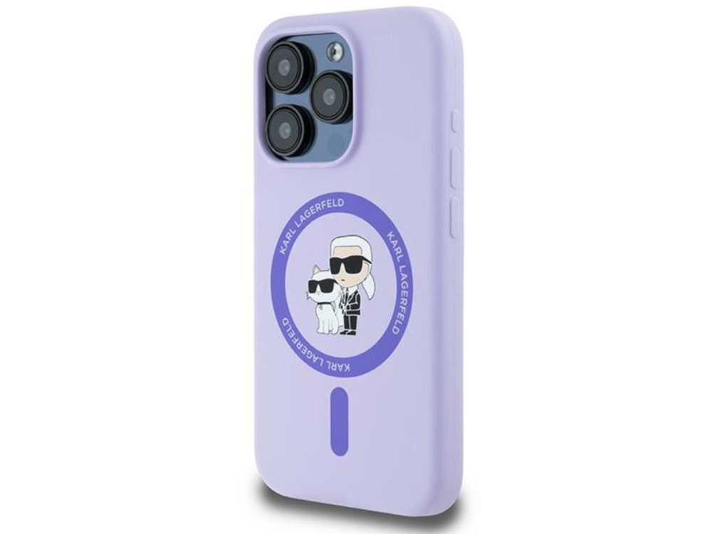 Etui Karl Lagerfeld Silicone Karl & Choupette Magnetyczny pierścień MagSafe logo domu mody