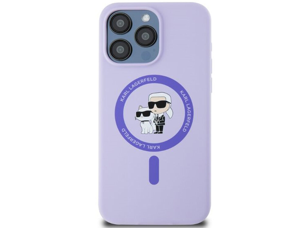 Etui Karl Lagerfeld Silicone Karl & Choupette Magnetyczny pierścień MagSafe logo domu mody