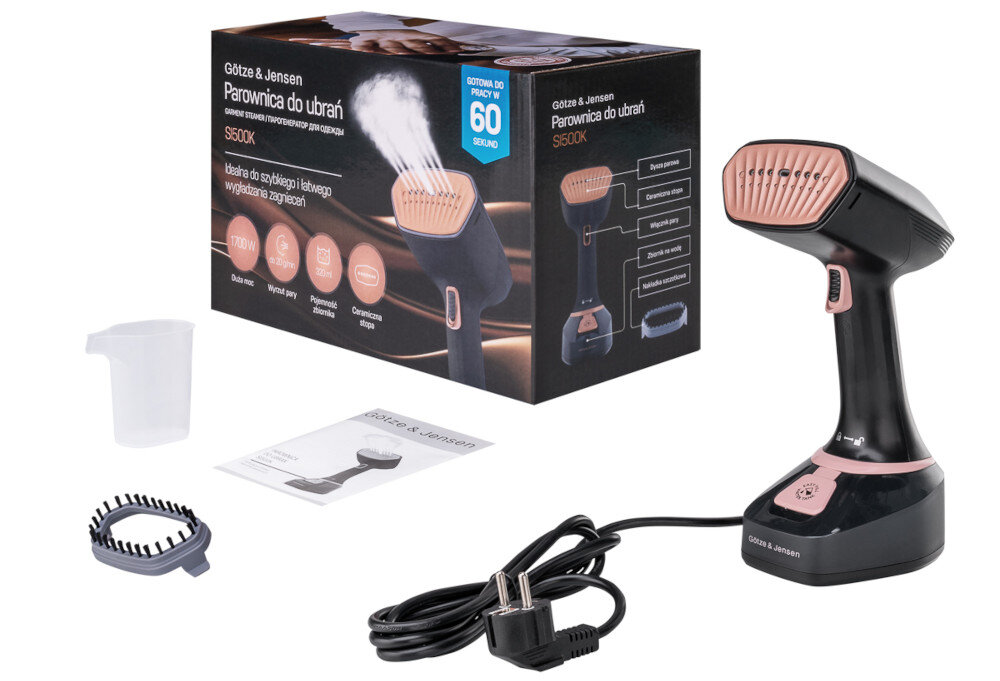 Parownica do ubrań (Steamer) GÖTZE & JENSEN SI500K zestaw zawartosc 