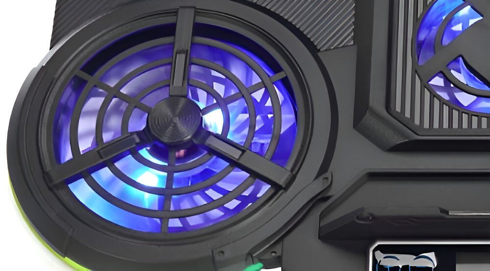Podstawka chłodząca RAMPAGE Prote R6 mocny wentylator obniża temperaturę laptopa podświetlenie RGB wyjatkowy styl klimatyczna atmosfera możliwość dostosowania