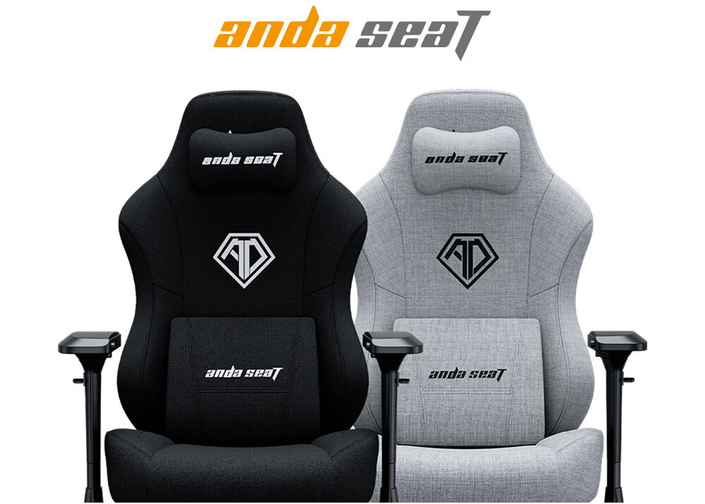 Fotel ANDA SEAT Phantom 3 Pro L Czarny prezentacja dwóch kolorów foteli do wyboru na białym tle