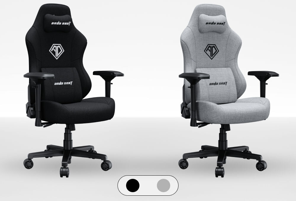 Fotel ANDA SEAT Phantom 3 Pro L Czarny prezentacja fotela w dwóch kolorach klasyczna czerń popielata szarość styl i indywidualność