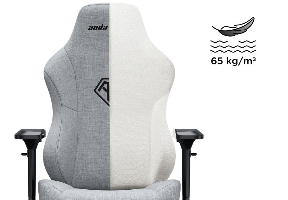 Fotel ANDA SEAT Phantom 3 Pro L Szary prezentacja wnętrza fotela pianki Memory Foam 65 kg/m3 na białym tle dopasowanie do sylwetki trwałe podparcie komfort