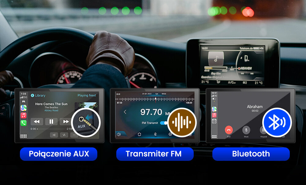 NEXADIO CP200 Transmiter FM bezprzewodowe przesyłanie dźwięku gniazdo AUX dużą stabilnością łącza Funkcja Bluetooth odtwarzać muzykę odbierać połączenia